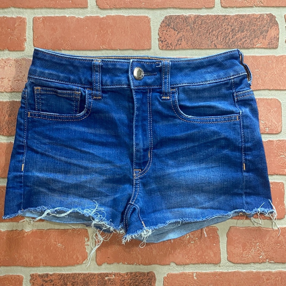 American eagle hi rise shortie blue Jean shorts